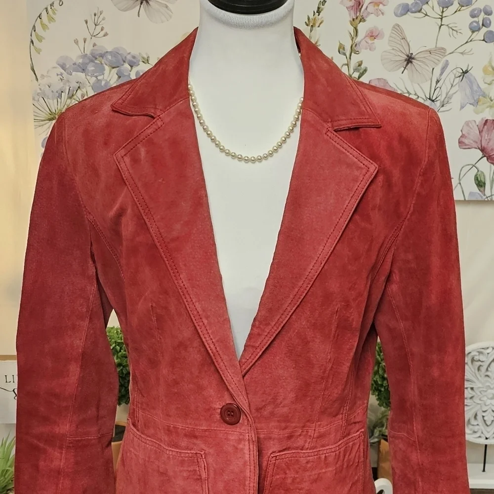 NEW YORK & COMPANY (STYLE.CN040071) GENUINE LEATHER SUEDE SINGLE BREASTE… - Picture 5 of 16